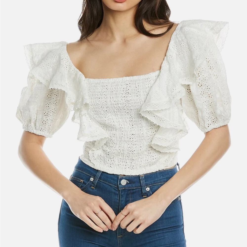 ASTR The Label Nardini Eyelet Crop Top Large